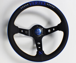 VERTEX (T&E Co) 10 Star 330mm Steering Wheel (Leather) (Blue Logo ...